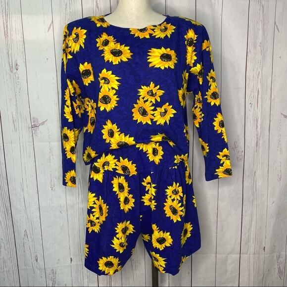 Gitano Medium Sunflower Vintage 3 Piece Set Short Shirt Long & Short Sleeve - Picture 3 of 11